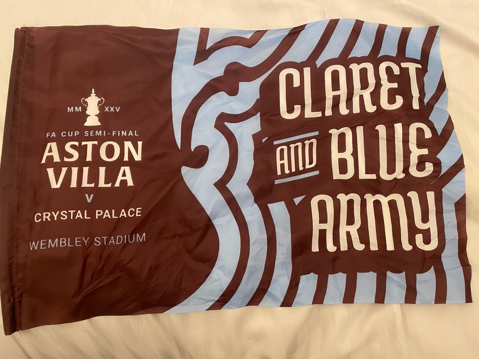 Aston Villa Flag FA Cup Semi Final Wembley v Crystal Palace for sale on Ebay