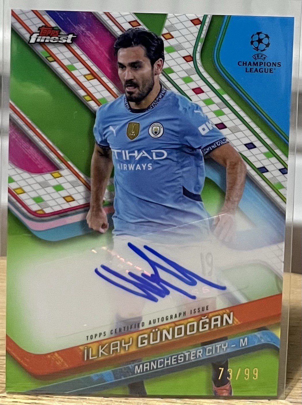 2024-25 Topps Finest Ilkay Gündoğan Neon Green Auto /99 Manchester City UCL for sale on Ebay