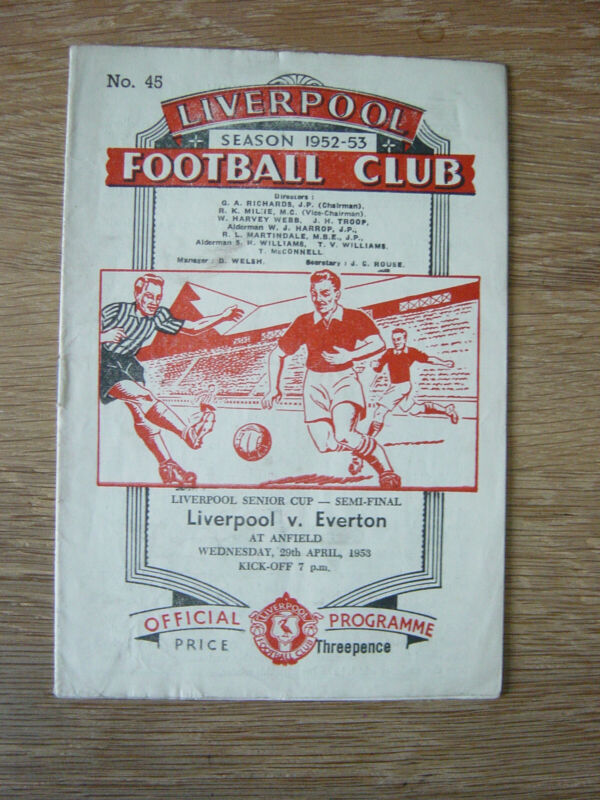 1952/53 LIVERPOOL SENIOR CUP SEMI-FINAL :  LIVERPOOL v EVERTON for sale on Ebay