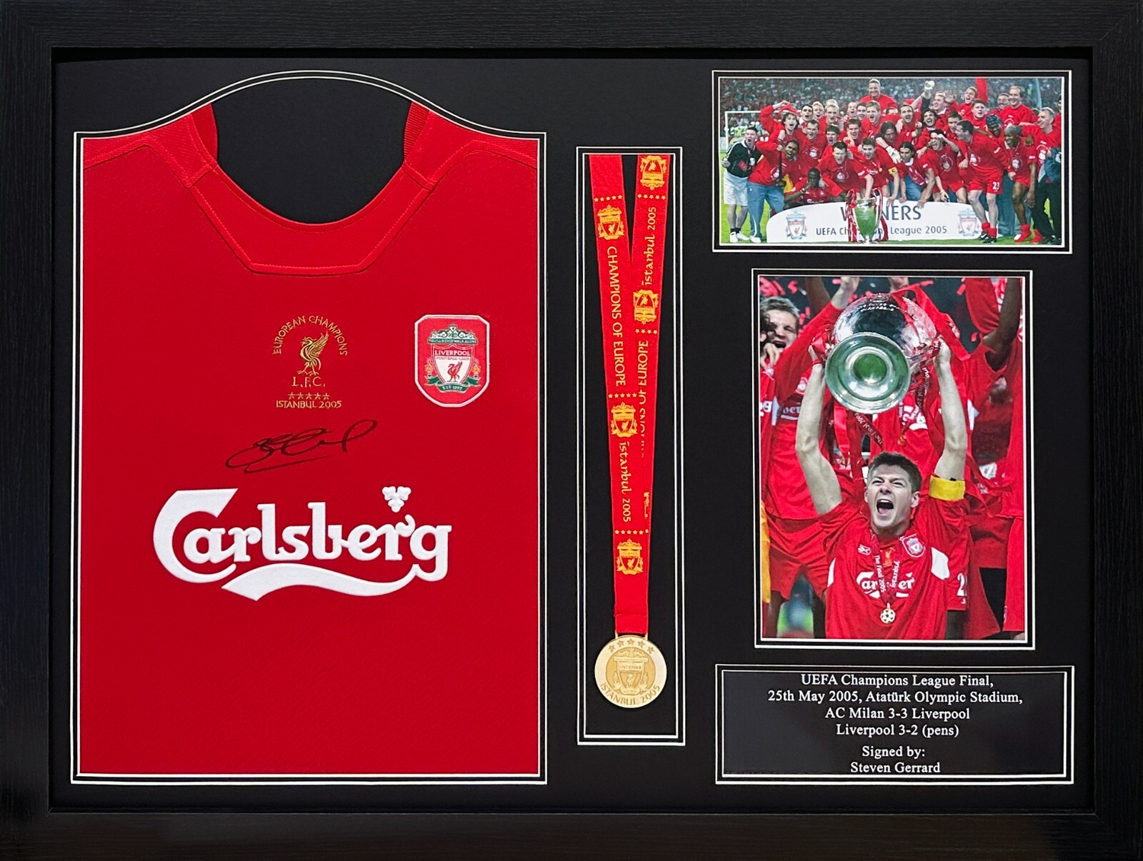 FRAMED STEVEN GERRARD SIGNED LIVERPOOL 2005 FOOTBALL SHIRT COA PROOF KOP LEGEND for sale on Ebay