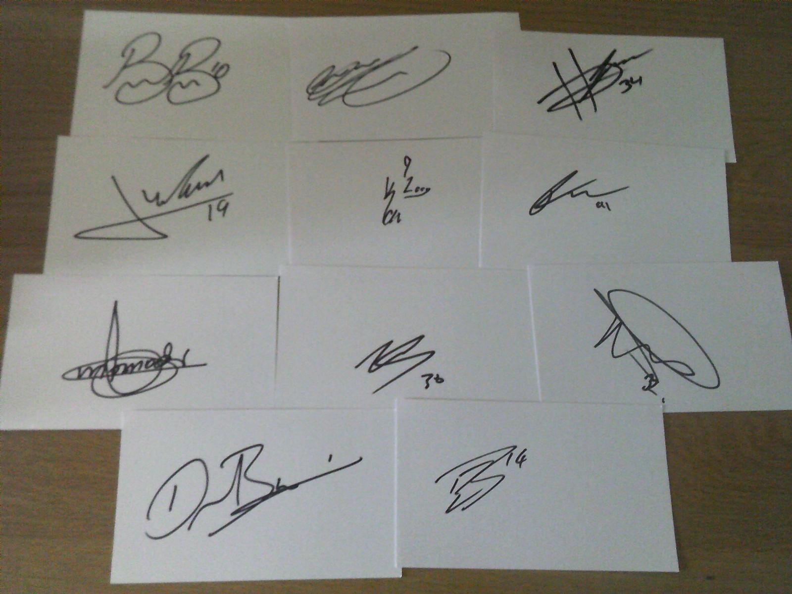 Signed Reading White Cards x 11 for sale on Ebay