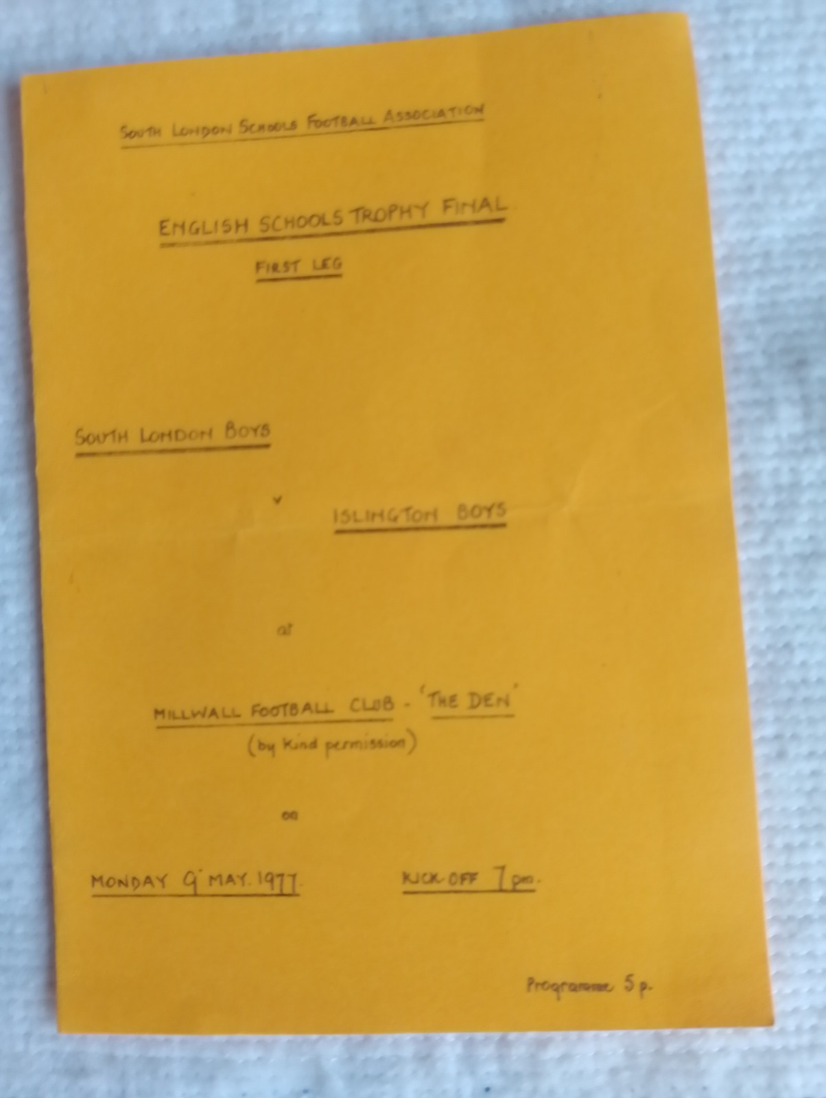 Rare Miscellaneous Game At Millwall FC South London Boys v Islington Boys 76/77. for sale on Ebay