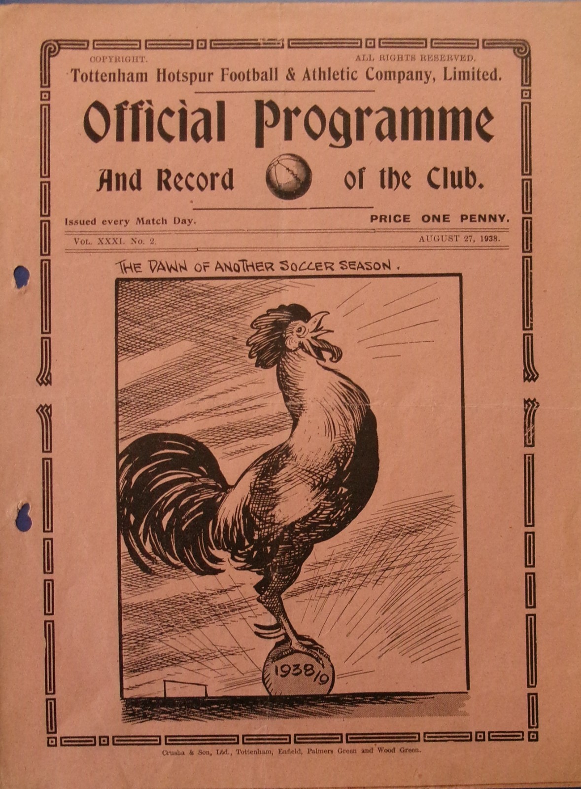 TOTTENHAM HOTSPUR RESERVES V CLAPTON ORIENT RESERVES 2/9/1938 LONDON COMB for sale on Ebay