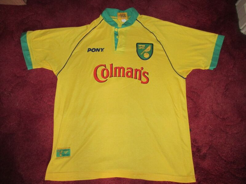 Norwich City FC Home Coleman's Shirt Pony 1997-99 Bruce Oldfield XL Very Rare for sale on Ebay