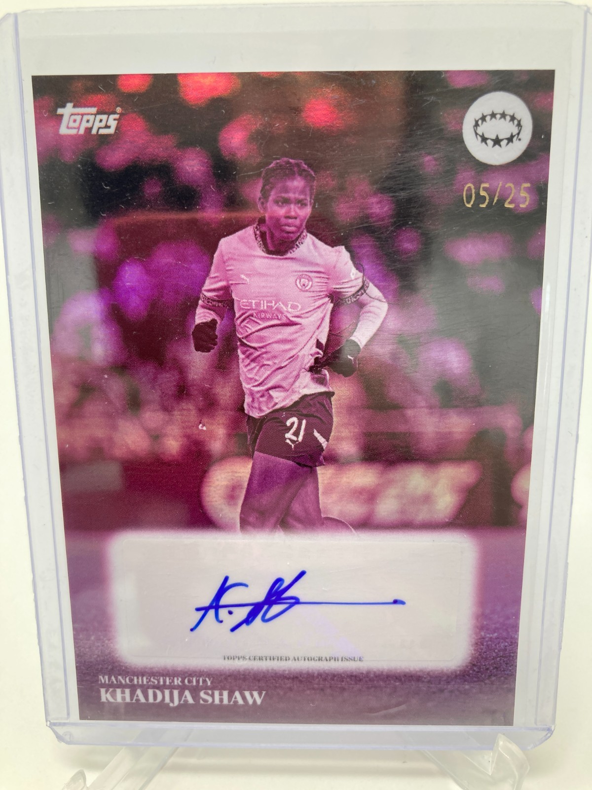 TOPPS SIMPLICIDAD UCC 24/25 KHADIJA SHAW MANCHESTER CITY PURPLE AUTO 05/25. for sale on Ebay