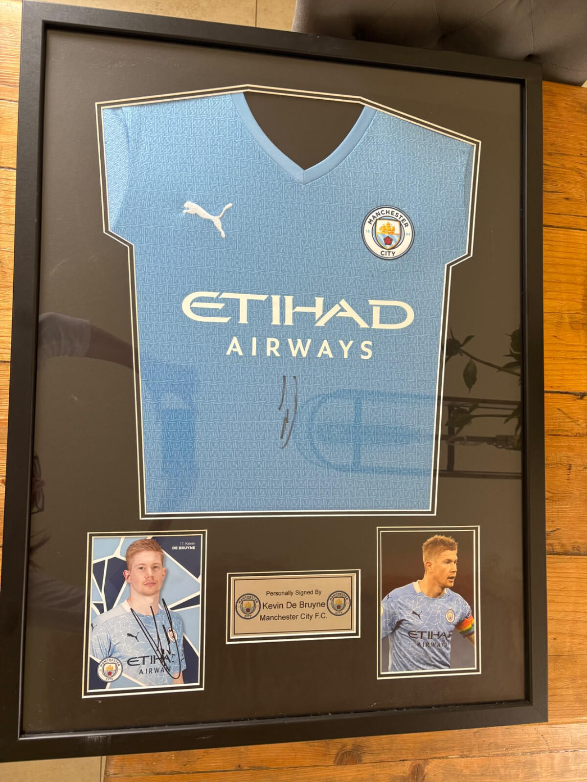 Framed Kevin De Bruyne Signed Manchester City Shirt 2021-22 Home [Classic] for sale on Ebay