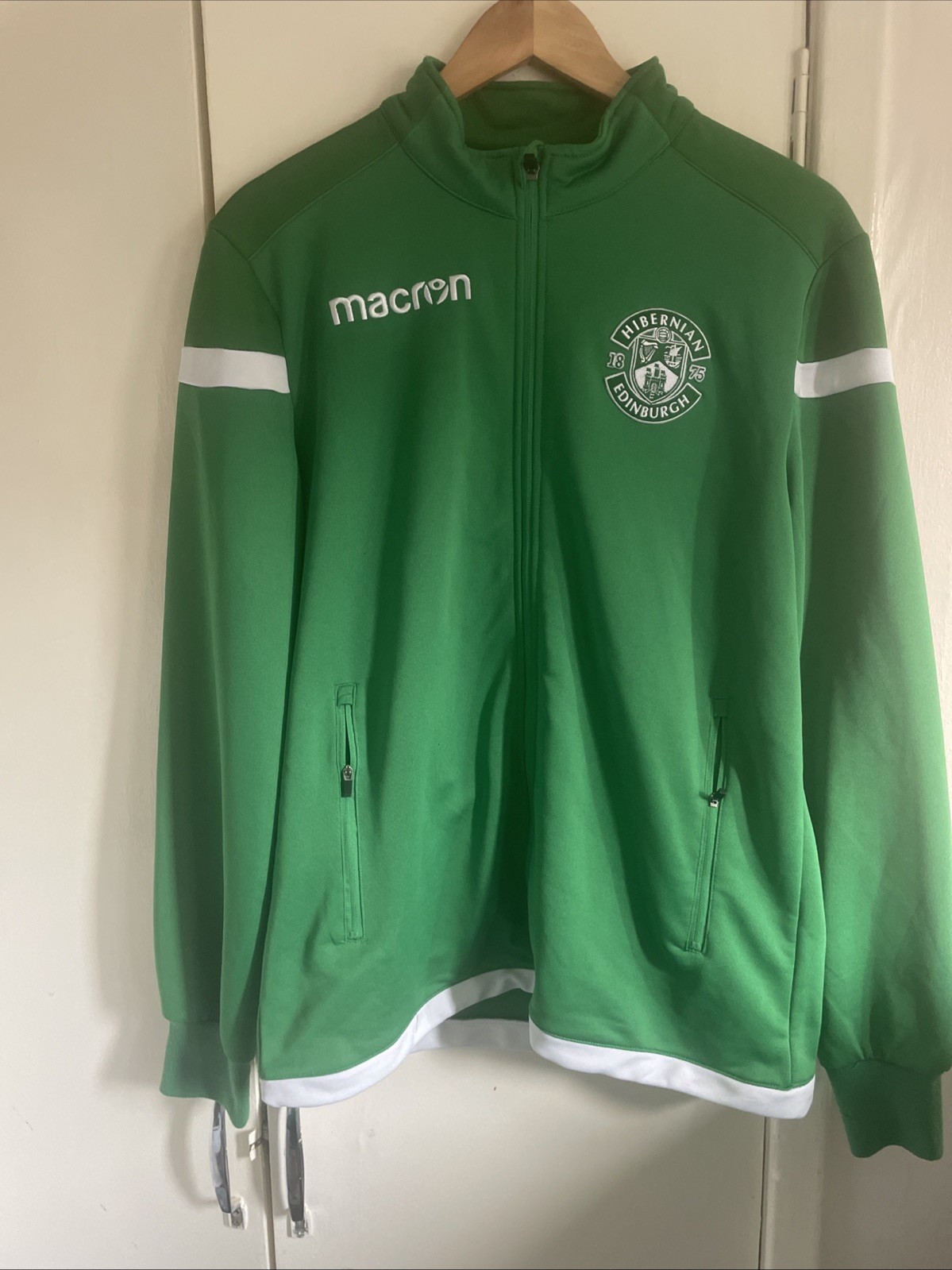 Hibernian Football Jacket Macron. Medium. Zipped Pockets Excellent Condition. for sale on Ebay