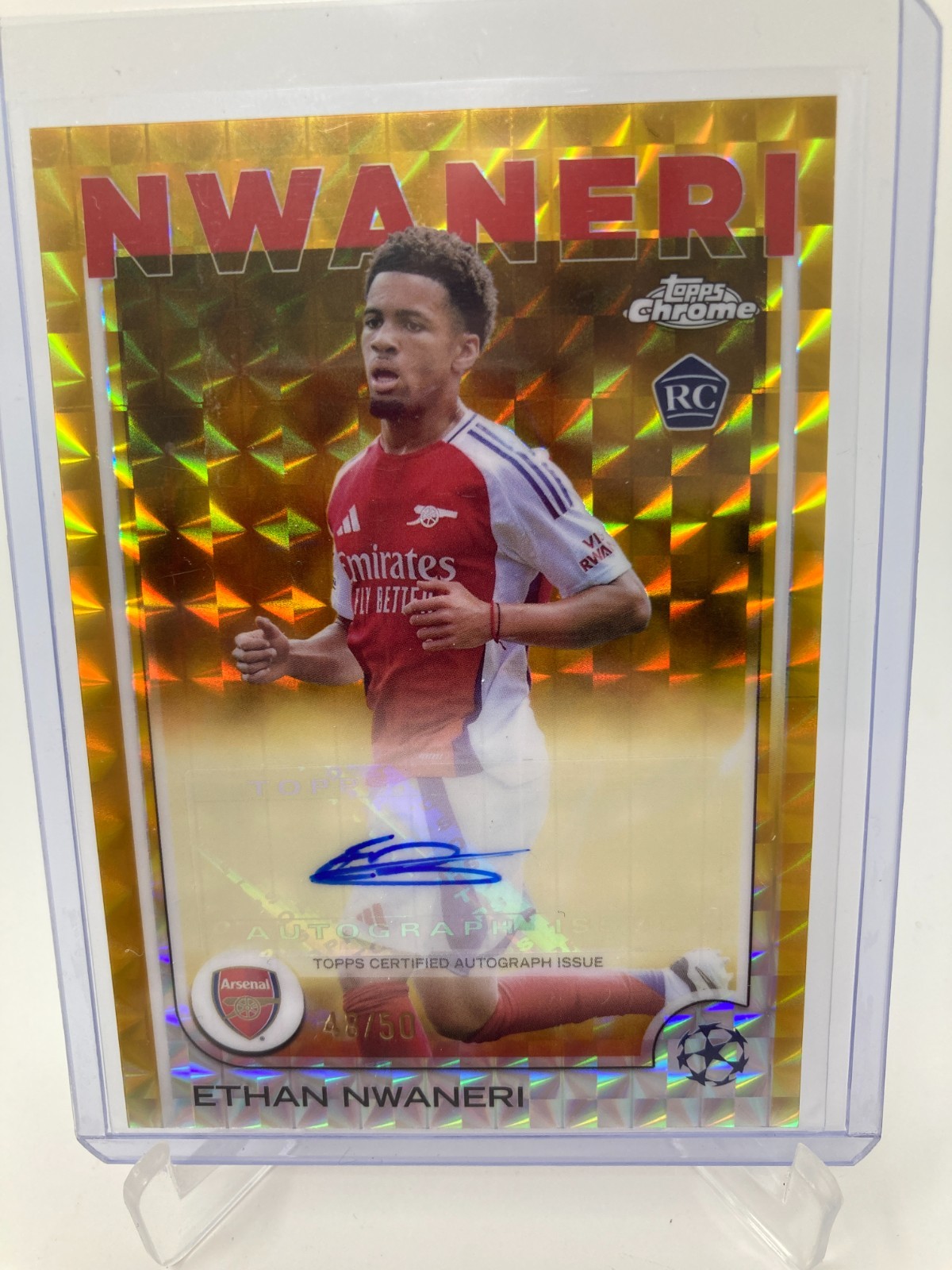TOPPS CHROME  24/25 ETHAN NWANERI ARSENAL AUTO 48/50. for sale on Ebay