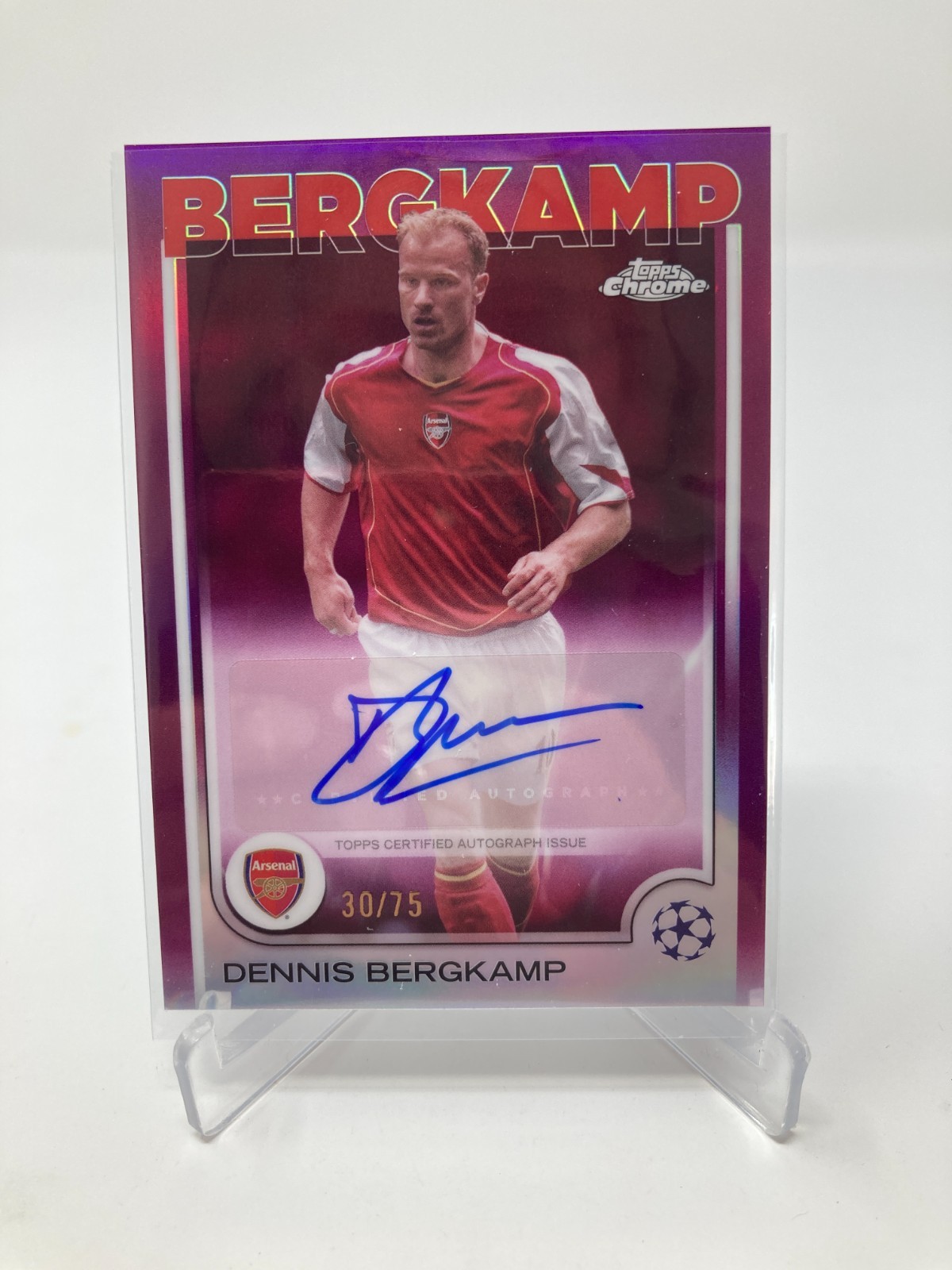 TOPPS CHROME  24/25 DENNIS BEGRKAMP ARSENAL AUTO 30/75. for sale on Ebay
