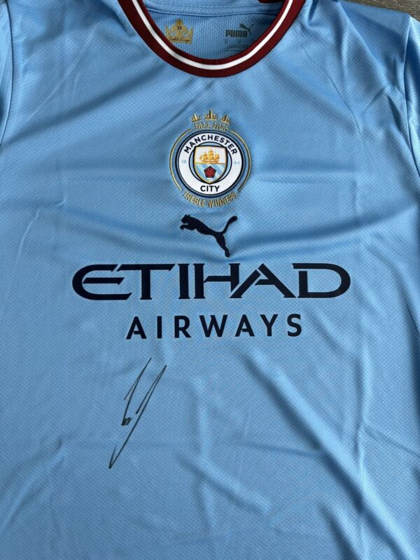 kevin de bruyne signed Manchester City Shirt Treble Winners Jersey for sale on Ebay