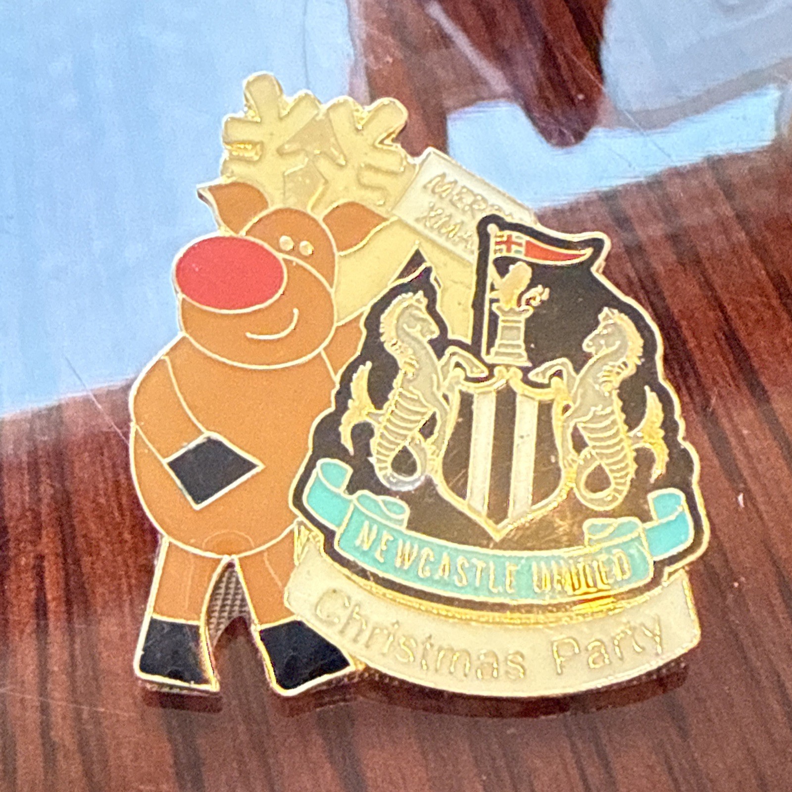 Vintage Newcastle United Football Club (NUFC) Christmas (Reindeer) Party Badge for sale on Ebay