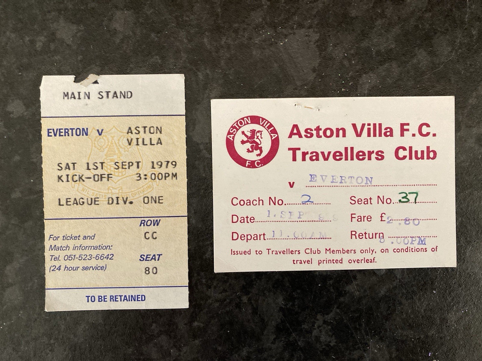 Everton v Aston Villa TICKET & TRAVEL TICKET 1979/80 for sale on Ebay