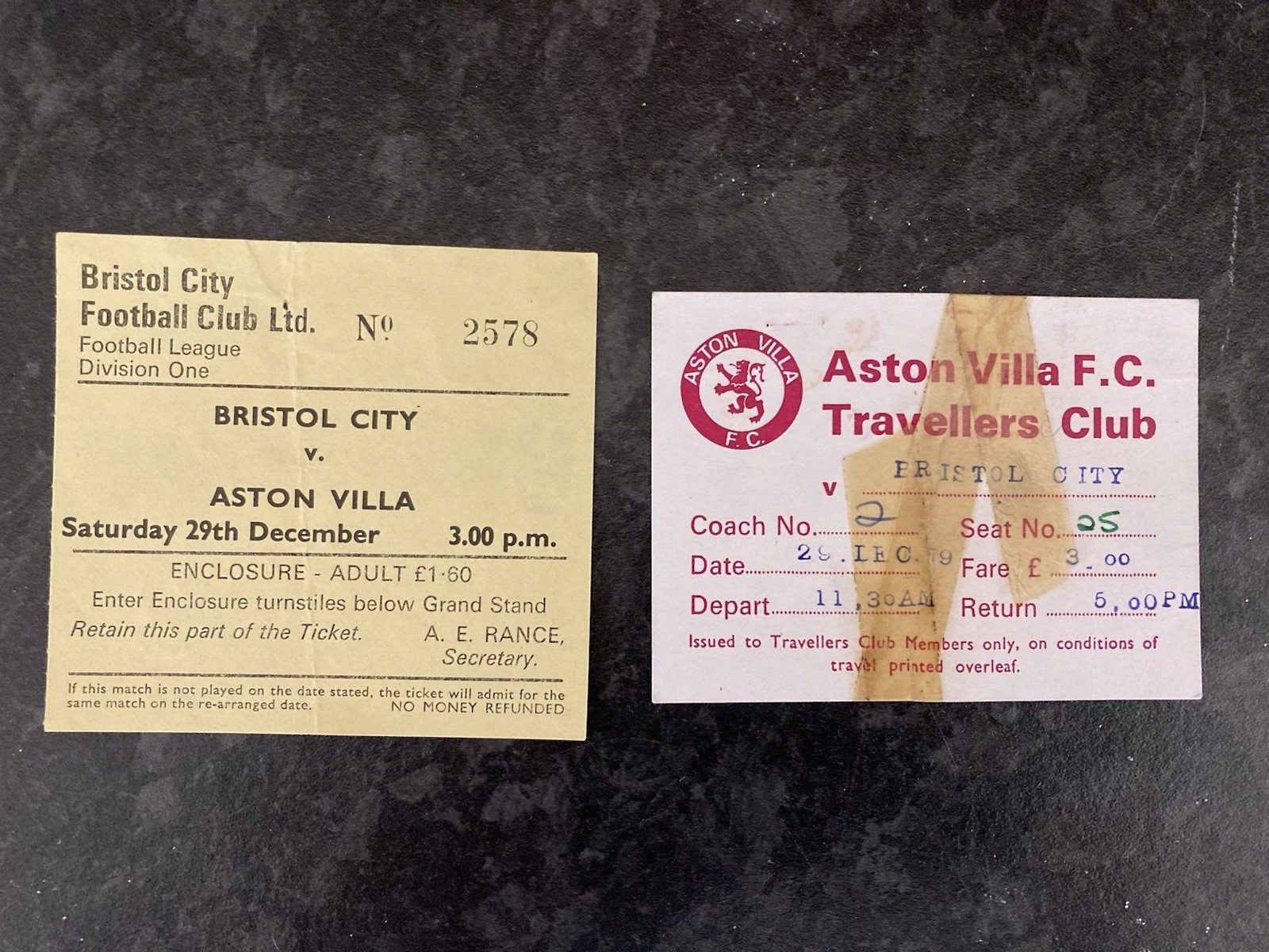 Bristol City v Aston Villa TICKET & TRAVEL TICKET 1979/80 for sale on Ebay
