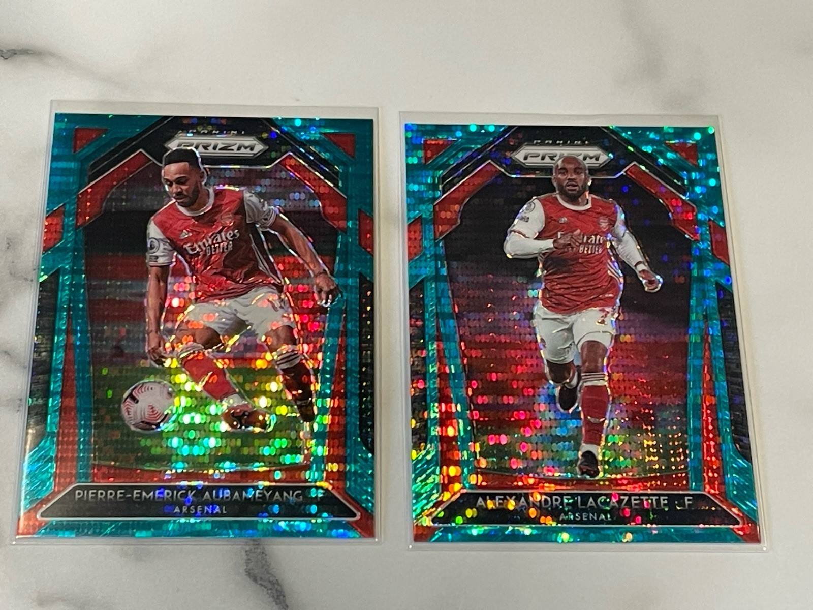 2020-21 Panini Prizm Soccer Lacazette Aubameyang Teal #/49 Arsenal for sale on Ebay