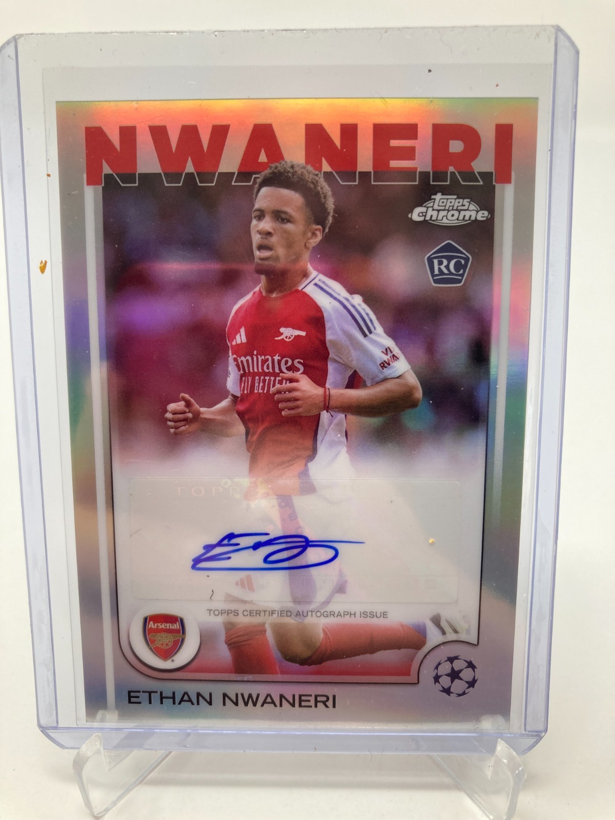 TOPPS CHROME  24/25 ETHAN NWANERI ARSENAL AUTO BASE. for sale on Ebay