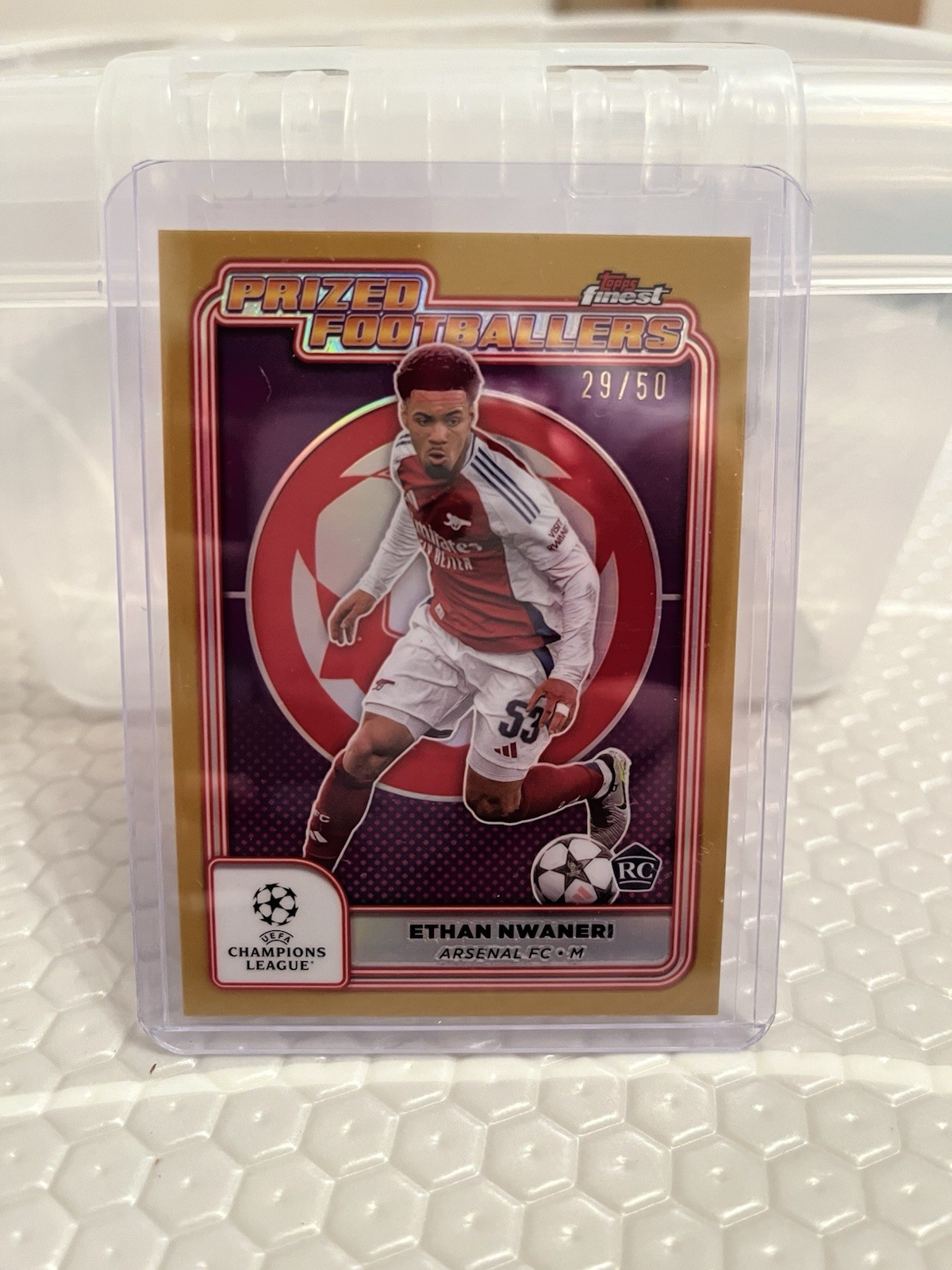 Topps Finest 2024 Ethan Nwaneri Arsenal Rookie Prized Footballers /50 for sale on Ebay
