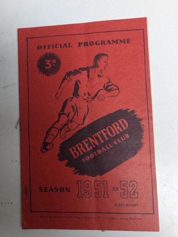 BRENTFORD V WEST HAM 1951/52 ABANDONED GAME 29/3 1952 for sale on Ebay