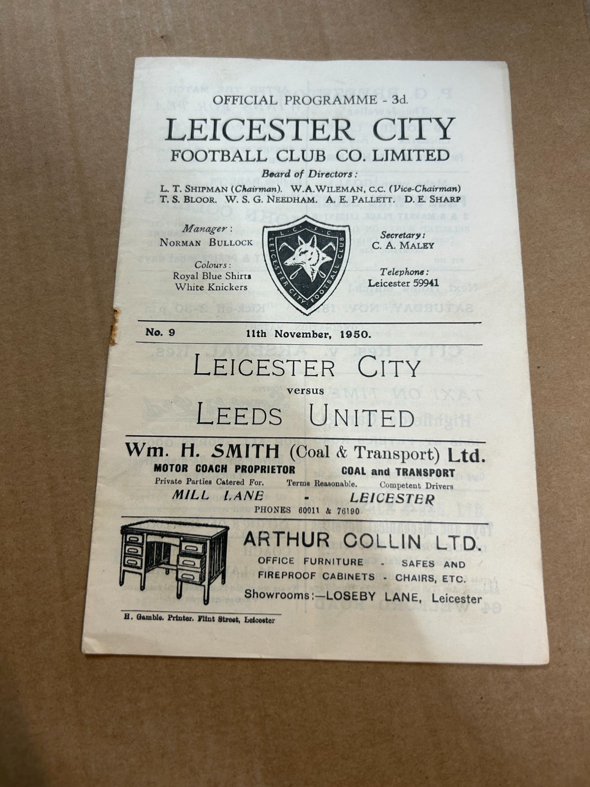 Leeds United v Leicester City Programme 11th November 1950 (Free P+P) for sale on Ebay