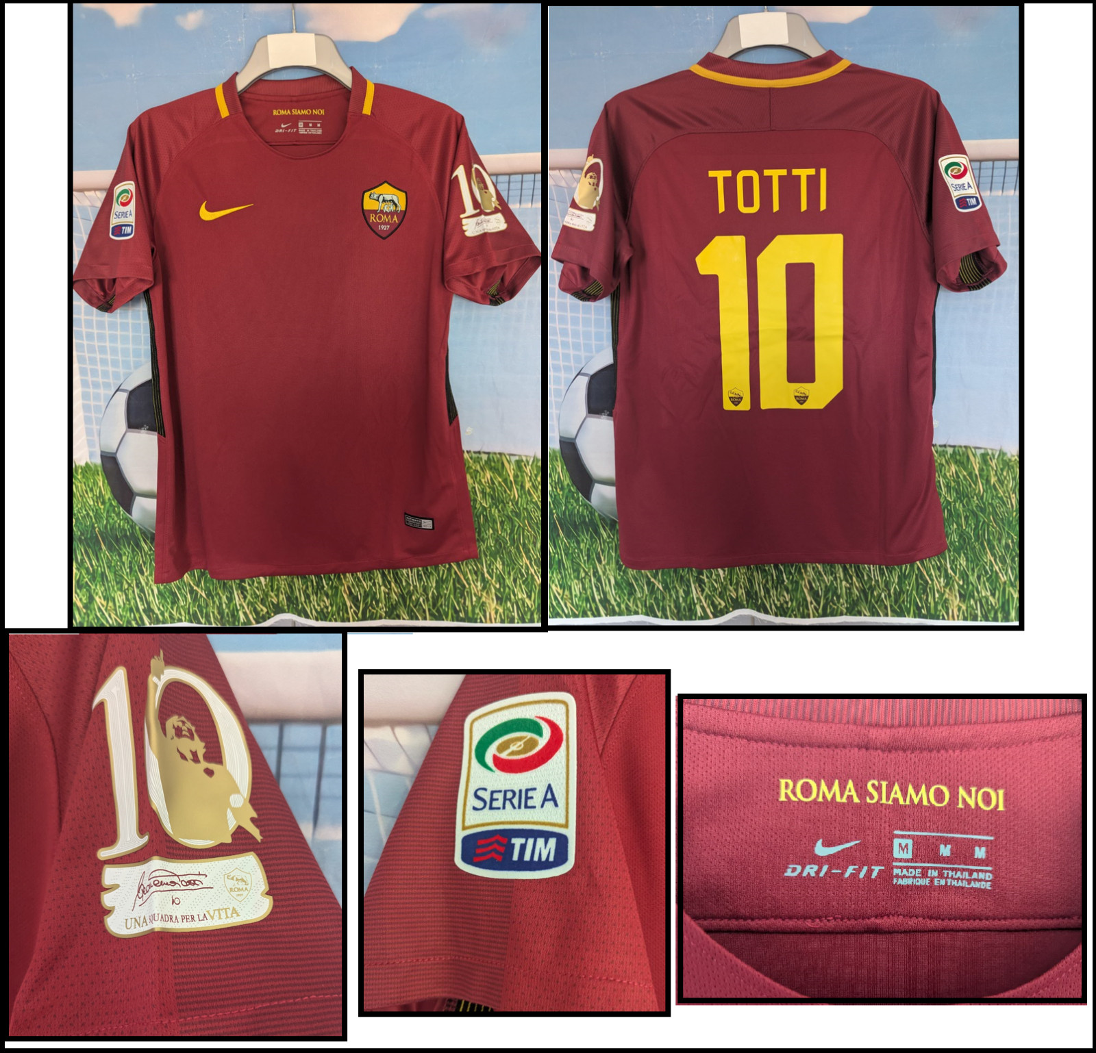 TOTTI 10# Roma 2016-2017 football Shirt Size LARGE 43