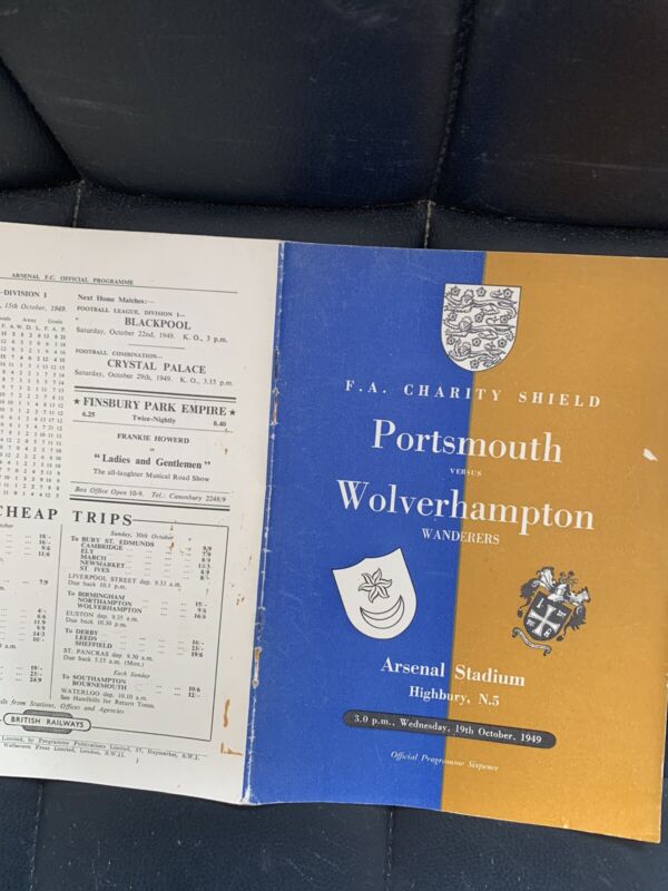 1949 Charity Shield Portsmouth V Wolves for sale on Ebay