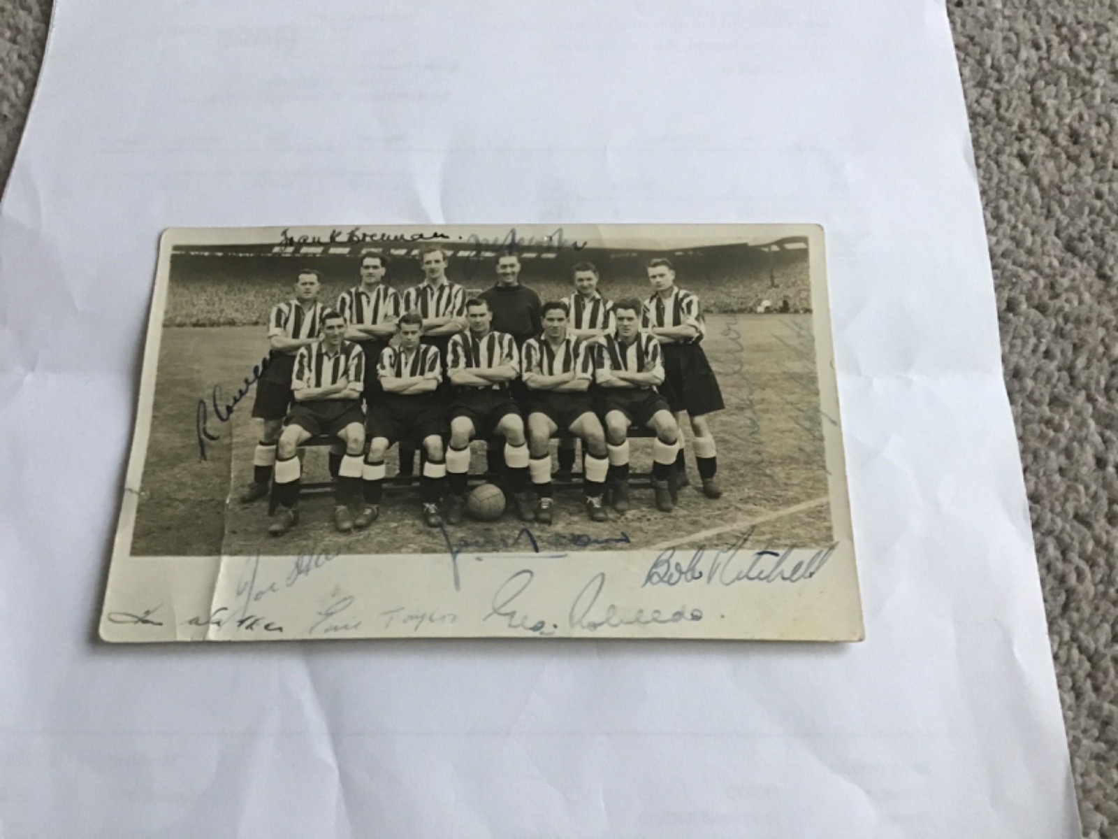 Signed Newcastle United Football Team Photograph 5.5” x 3.5”. (1950,s). for sale on Ebay
