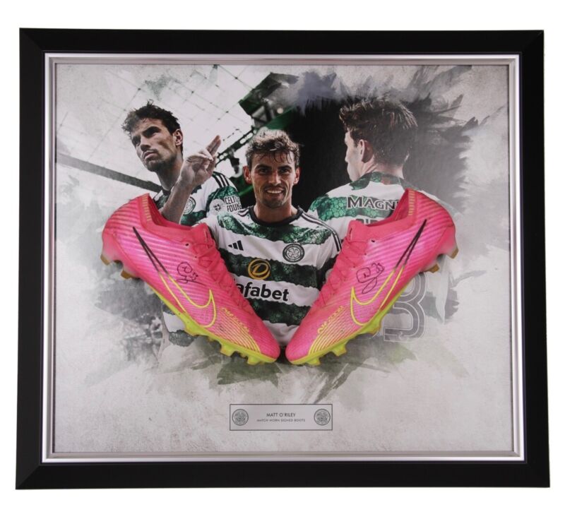 Celtic Matt O’Riley Match Worn Signed Framed Boots for sale on Ebay