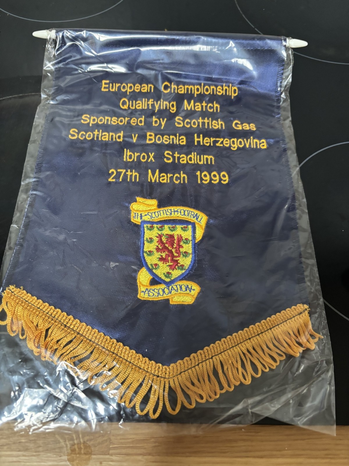 SCOTLAND EMBROIDERED MATCH PENNANT v BOSNIA March 1999 at Rangers for sale on Ebay