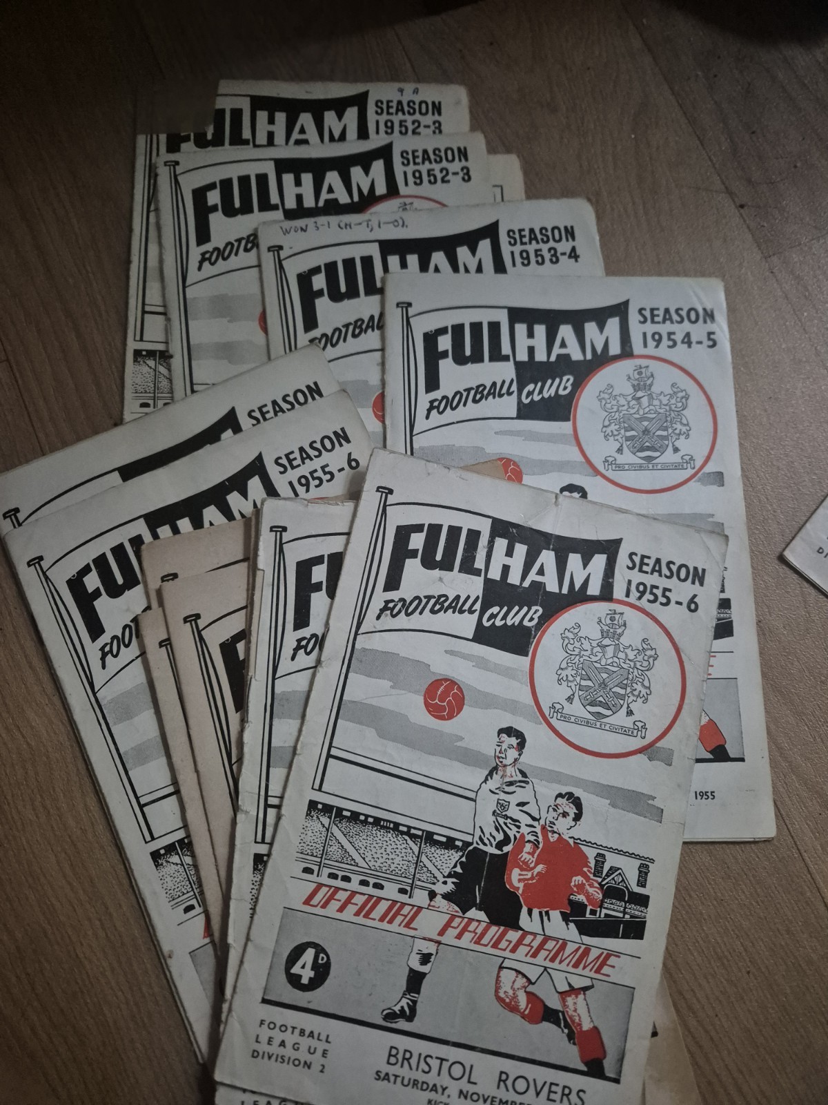 Fulham Programmes 1952/53 To 1955/56 Season for sale on Ebay