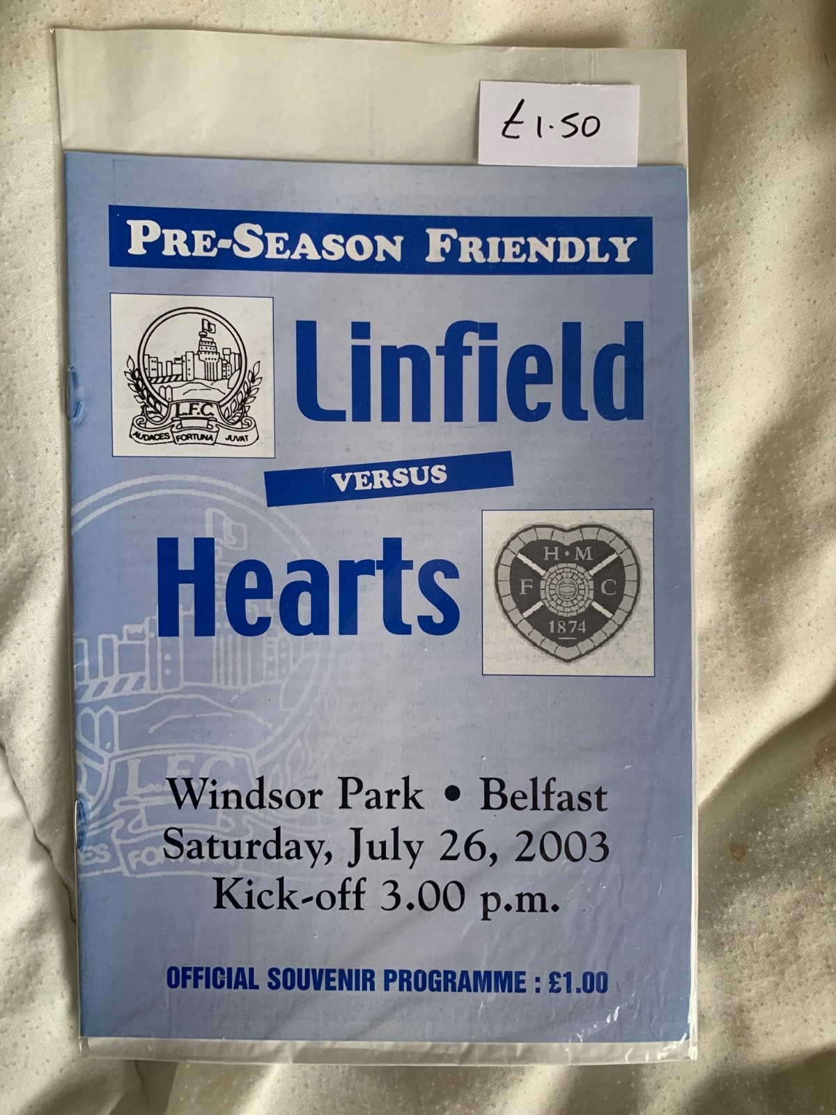 Linfield v Heart of Midlothian 2003 for sale on Ebay