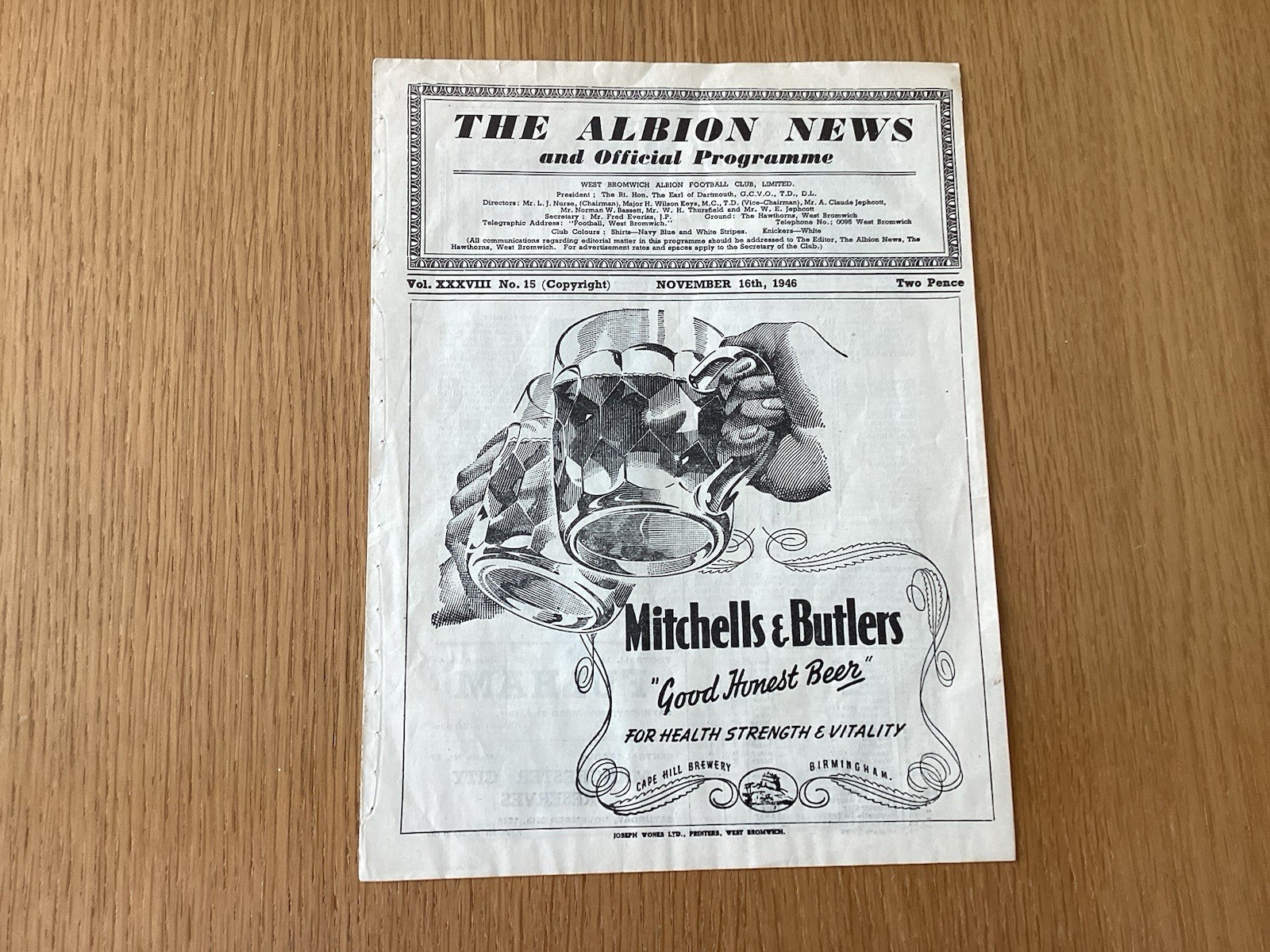 VINTAGE FOOTBALL PROGRAMME WEST BROM v SHEFFIELD UNITED res 16th Nov 1946 for sale on Ebay