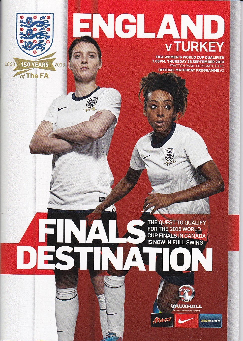 ENGLAND WOMEN  v  TURKEY WOMEN        International       26.  09.  2013 for sale on Ebay