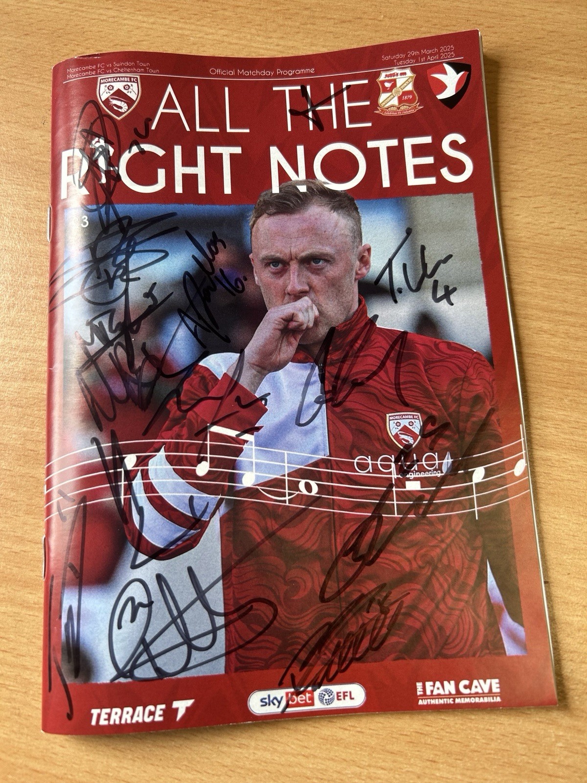 FULLY SIGNED Morecambe v Swindon Town Cheltenham Town FC 2024/25 Programme  for sale on Ebay