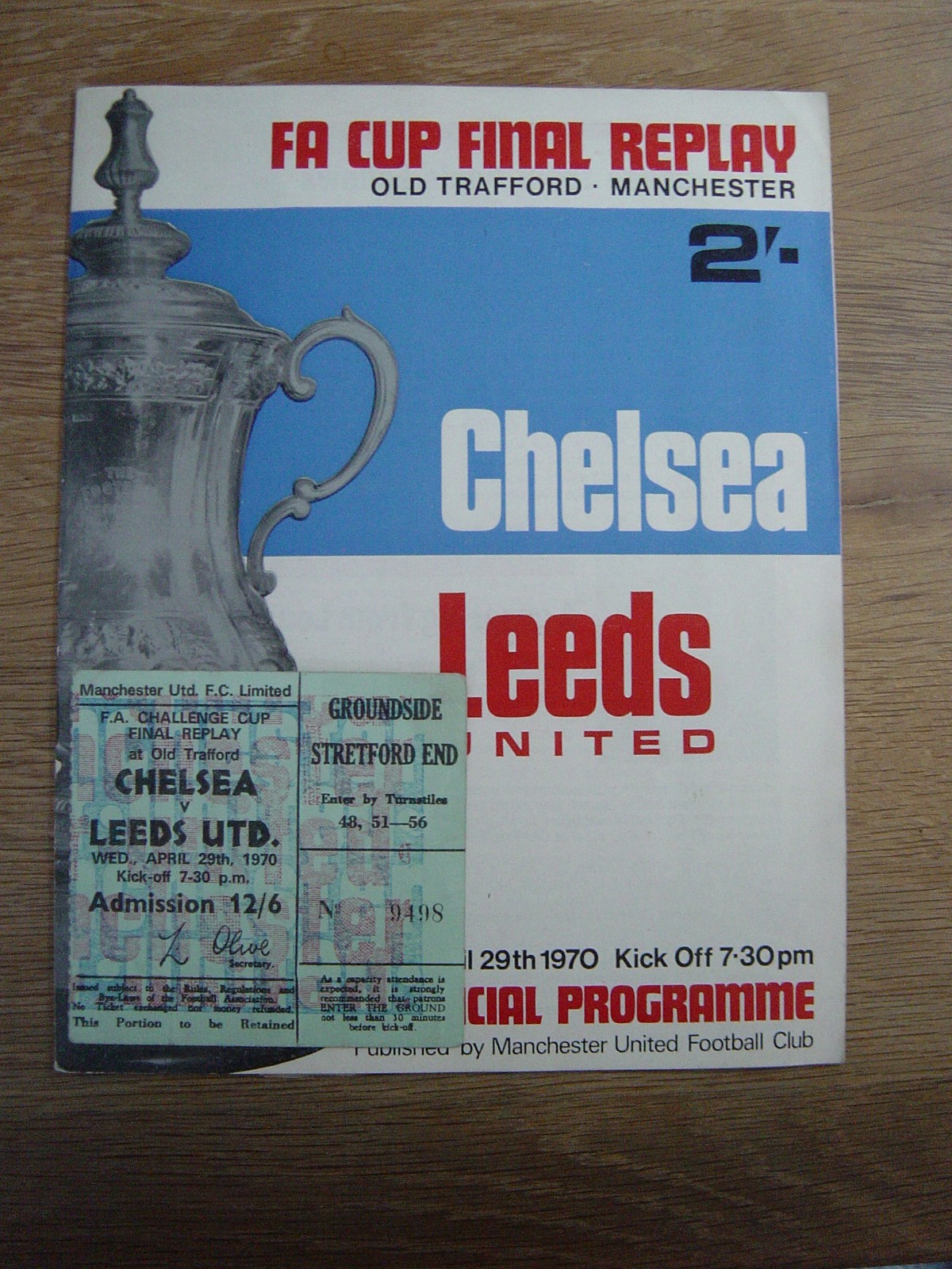 1970 FA CUP FINAL REPLAY : CHELSEA v LEEDS UNITED + TICKET for sale on Ebay