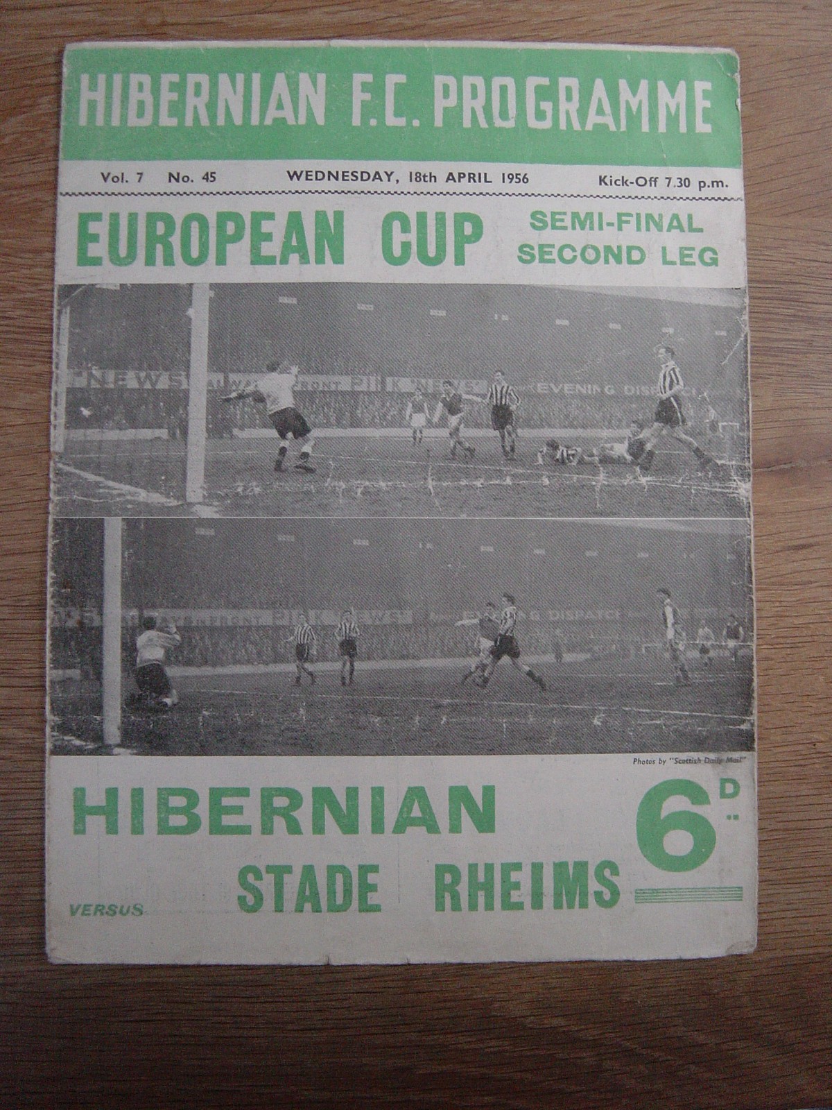 1955/56 EUROPEAN CUP SEMI-FINAL : HIBERNIAN v STADE RHEIMS for sale on Ebay