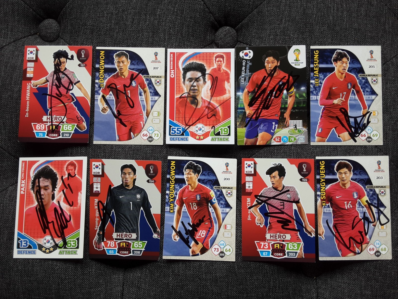 SOUTH KOREA - Lot Of 10 different Hand Signed Football trading cards for sale on Ebay
