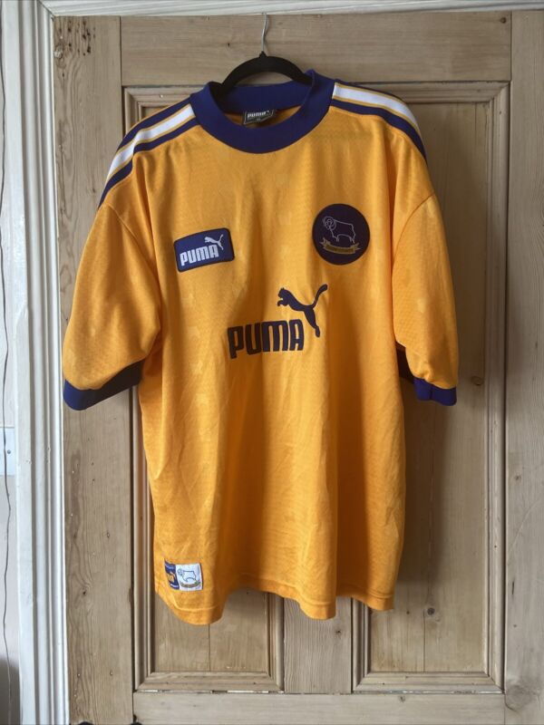 Derby County Puma Away Shirt 1997 1998 Size XL Rare Retro Classic Orange Blue for sale on Ebay