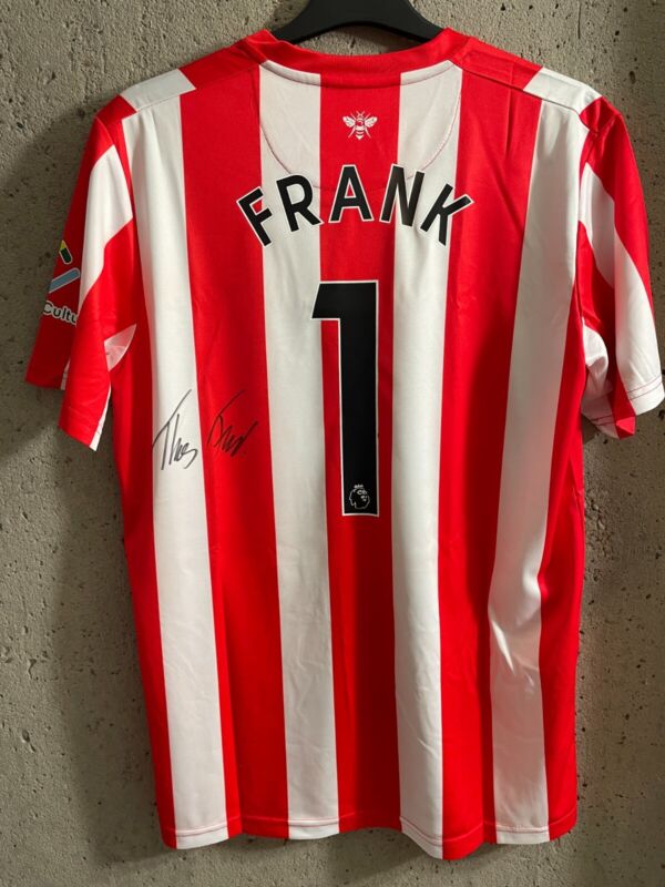 Thomas Frank Genuine hand signed Brentford home shirt exact proof 2 for sale on Ebay