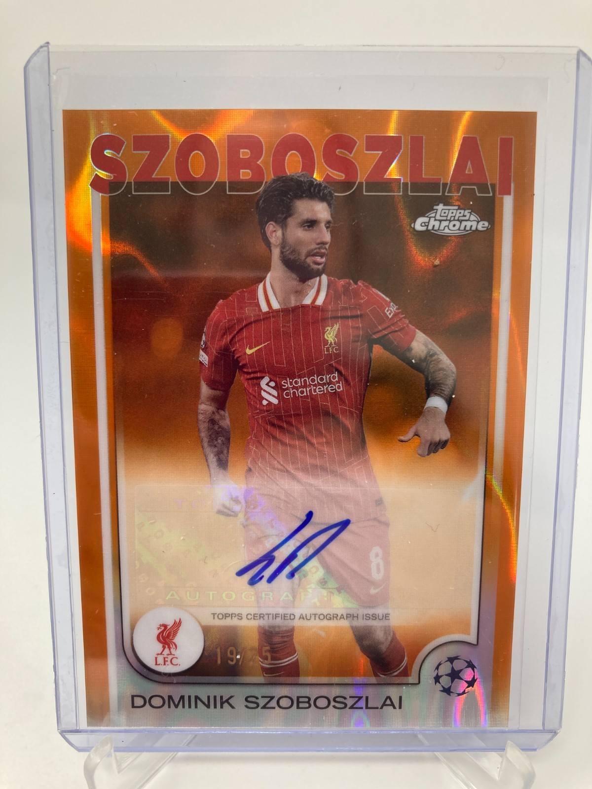 TOPPS CHROME  24/25 DOMINIK SZOBOSZLAI LIVERPOOL AUTO 19/25. for sale on Ebay