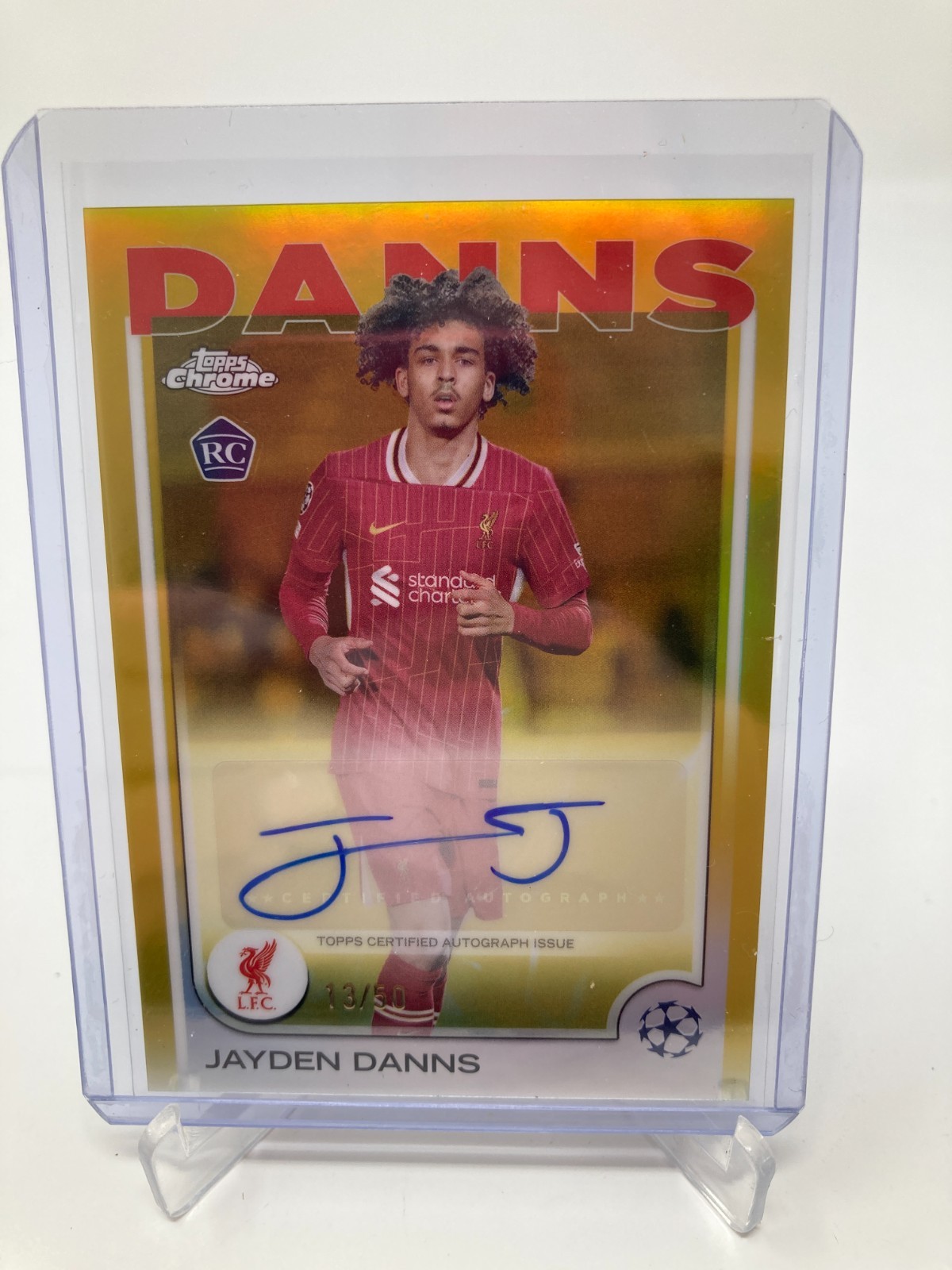 TOPPS CHROME  24/25 JAYDEN DANNS LIVERPOOL AUTO 13/50. for sale on Ebay