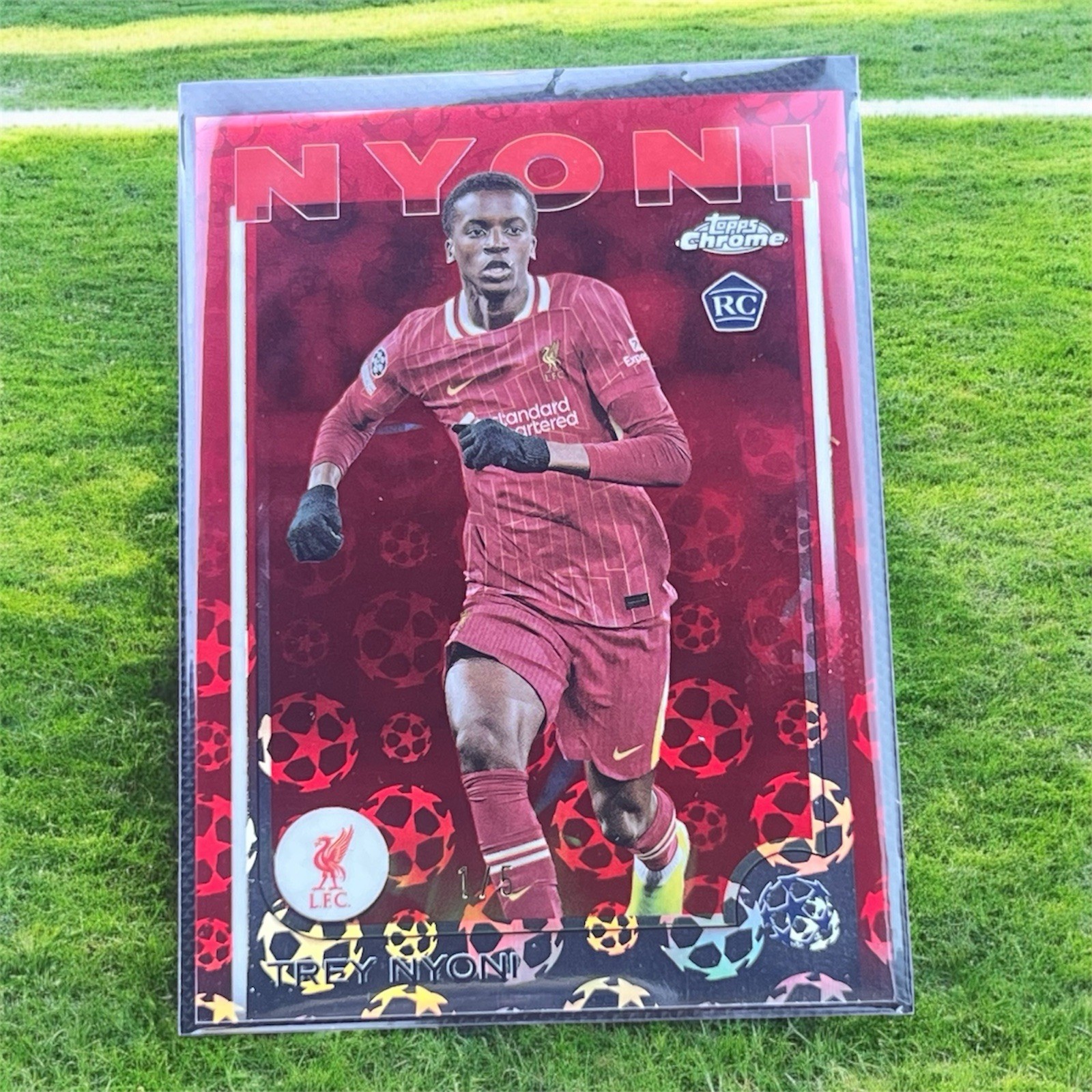 24/25 Topps Chrome LOGOFRACTOR / STARBALL Trey Nyoni Liverpool 1/5 Rookie Card  for sale on Ebay