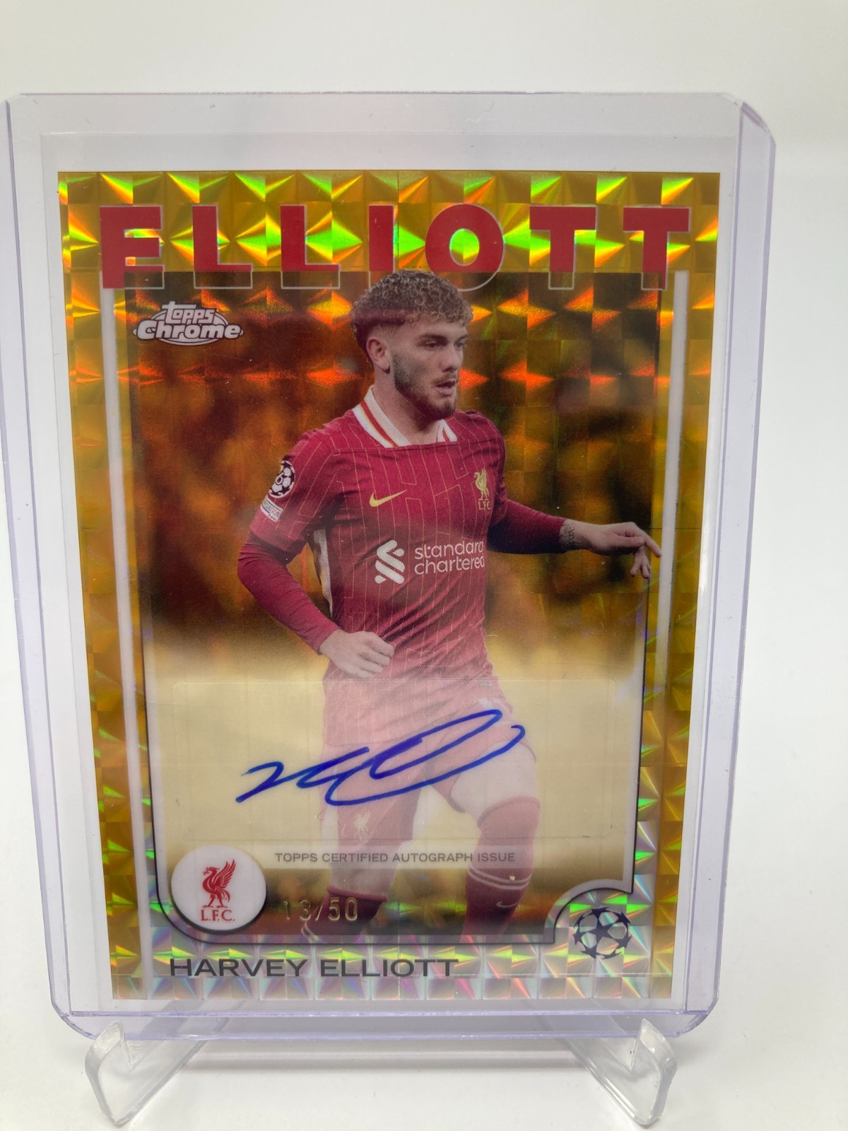 TOPPS CHROME  24/25 HARVEY ELLIOTT LIVERPOOL AUTO 13/50. for sale on Ebay