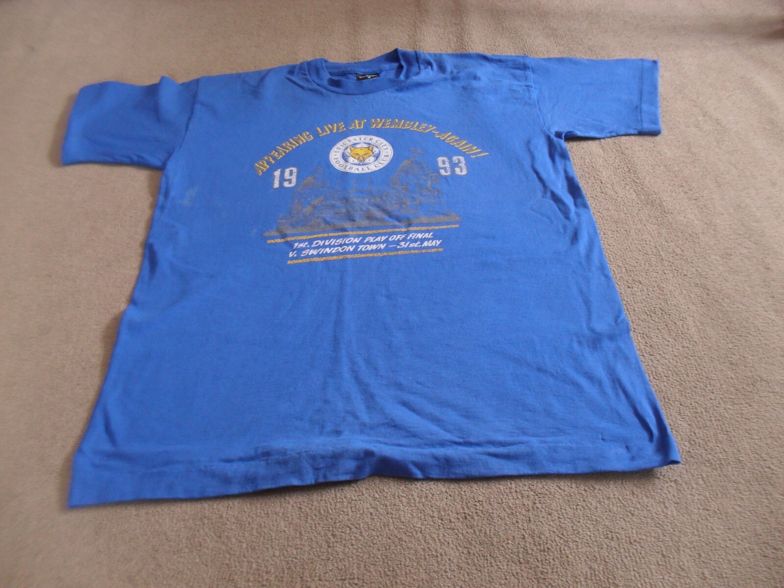 Leicester City 1993 Wembley Play Off Final Football T Shirt Medium Vintage Retro for sale on Ebay