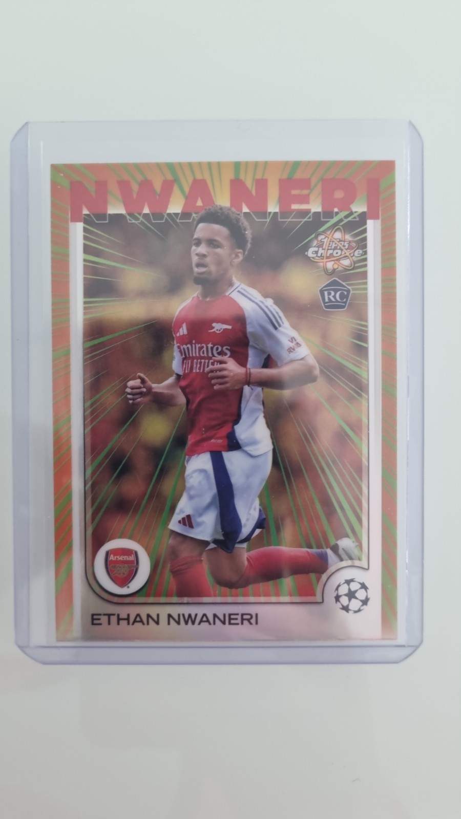 TOPPS CHROME UCC 2024 2025 ARSENAL ETHAN NWANERI ROOKIE RADIATING ROOKIE (1:480) for sale on Ebay