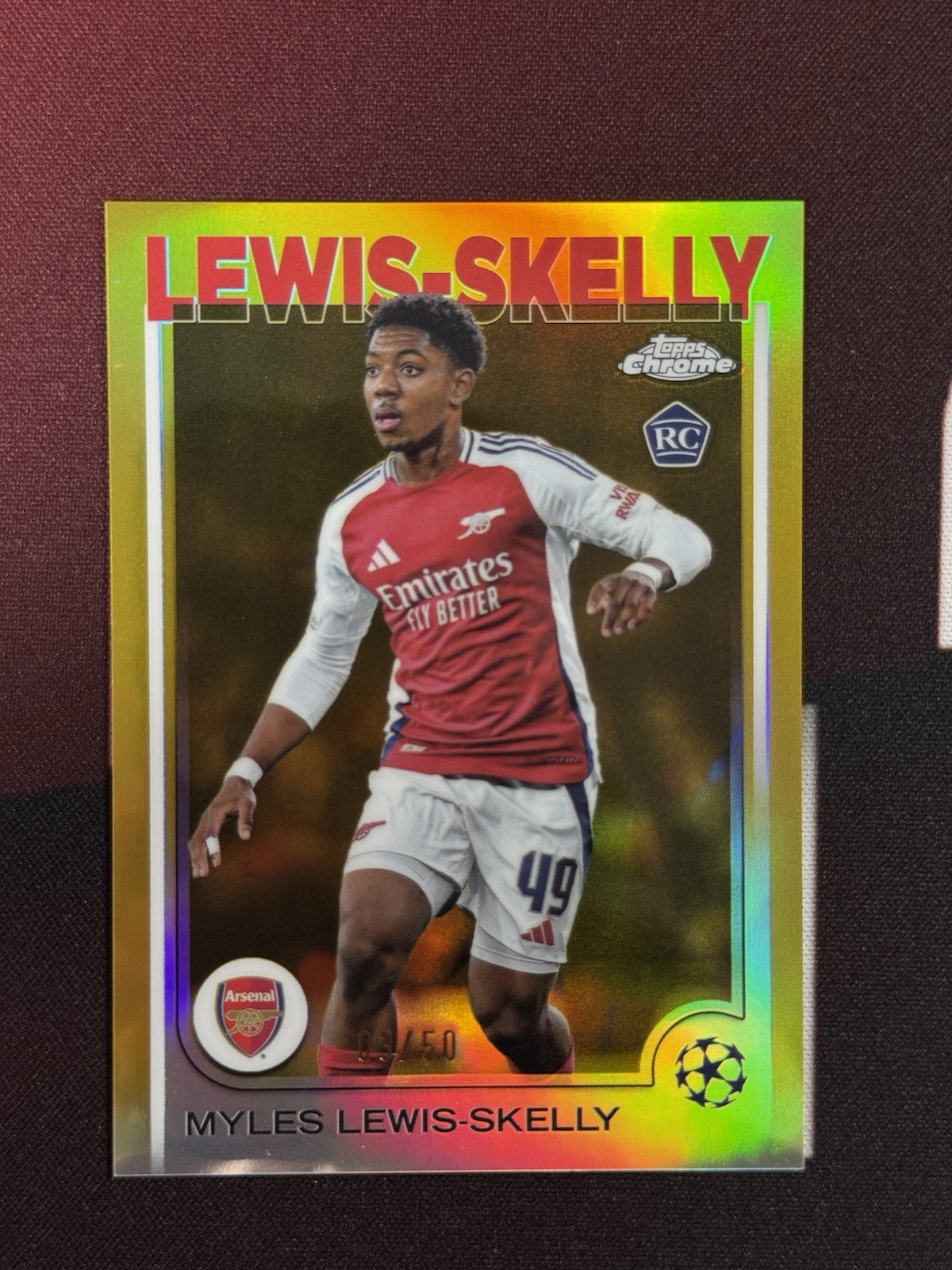 Myles Lewis Skelly /50 Gold Topps Chrome UCC 24-25 Arsenal for sale on Ebay