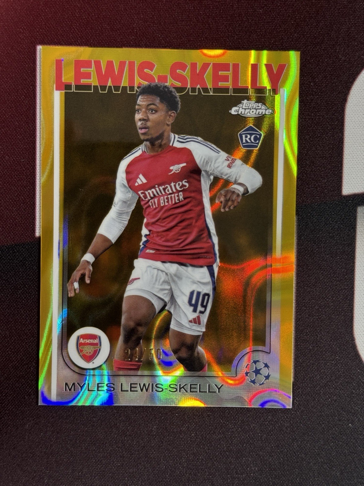 Myles Lewis Skelly /50 Gold Lava Topps Chrome UCC 24-25 Arsenal for sale on Ebay
