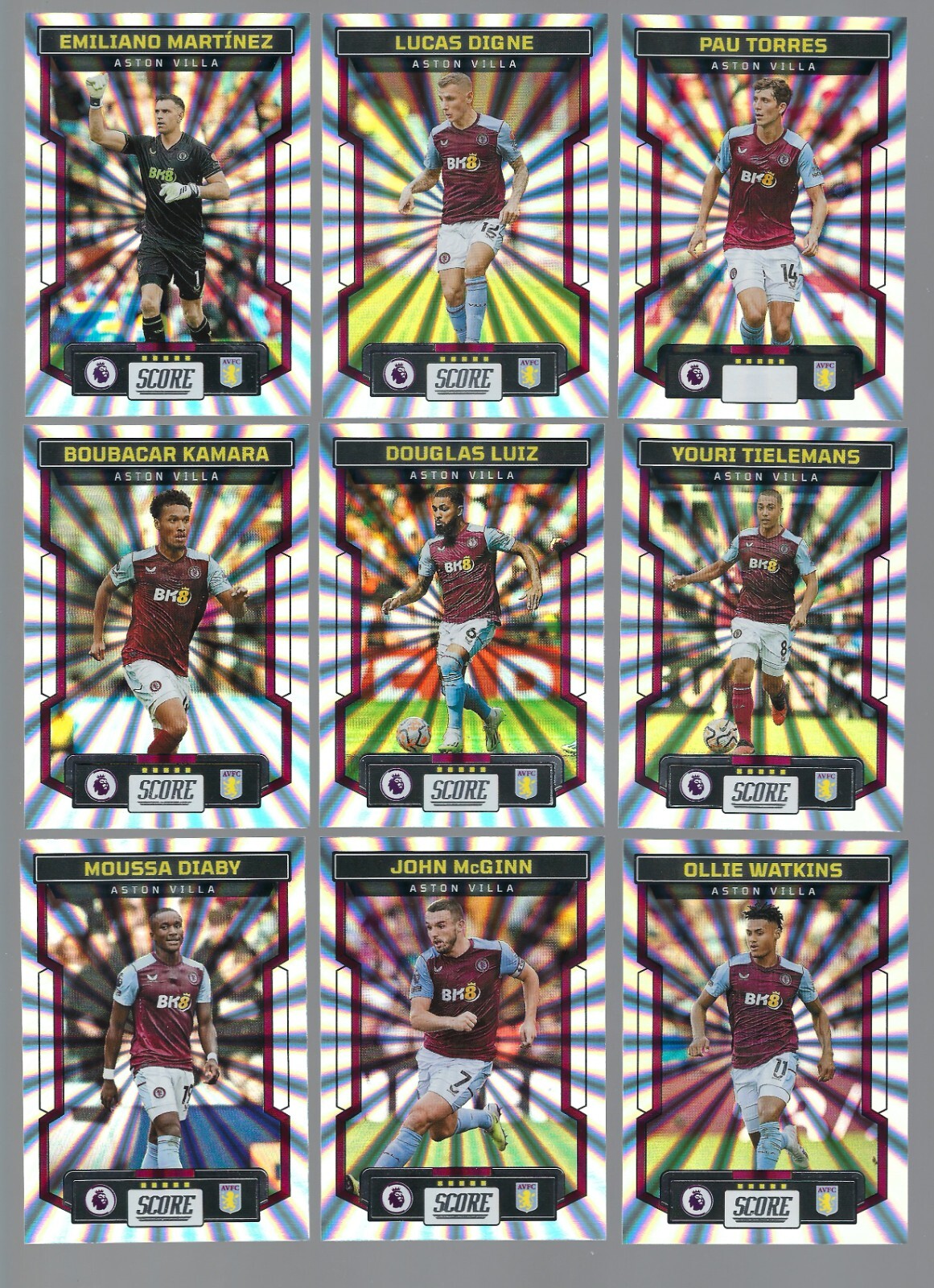 PANINI EPL SCORE 2023/24- ASTON VILLA - COMPLETE LASER PARALLEL SET + BASE SET for sale on Ebay