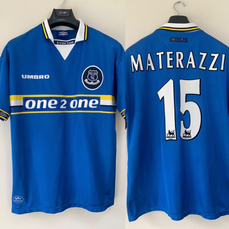 Everton Football Shirt Home 1997 Materazzi Large Excellent Condition  for sale on Ebay