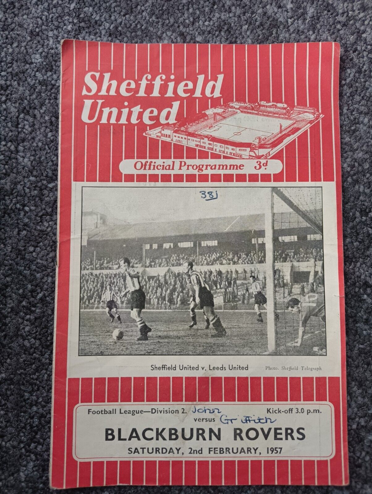 Sheffield United v Blackburn Rovers Div 2 1956/57 for sale on Ebay