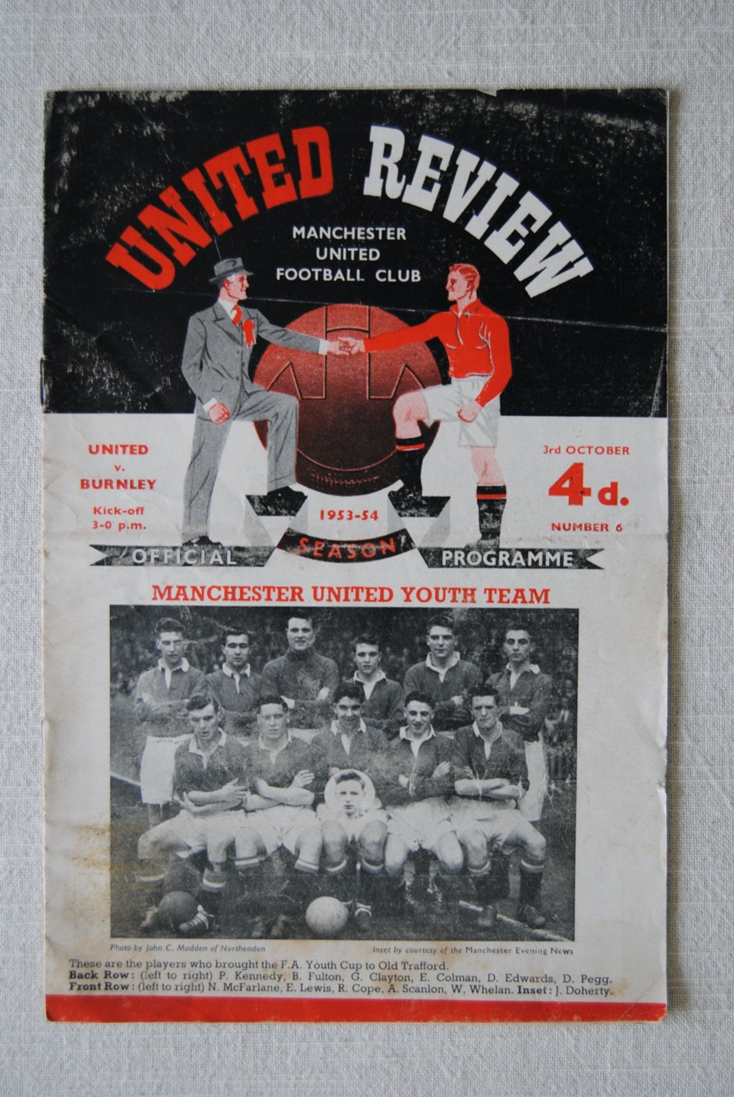 1953-54 Manchester United v Burnley Football Programme 3 October 1953 for sale on Ebay