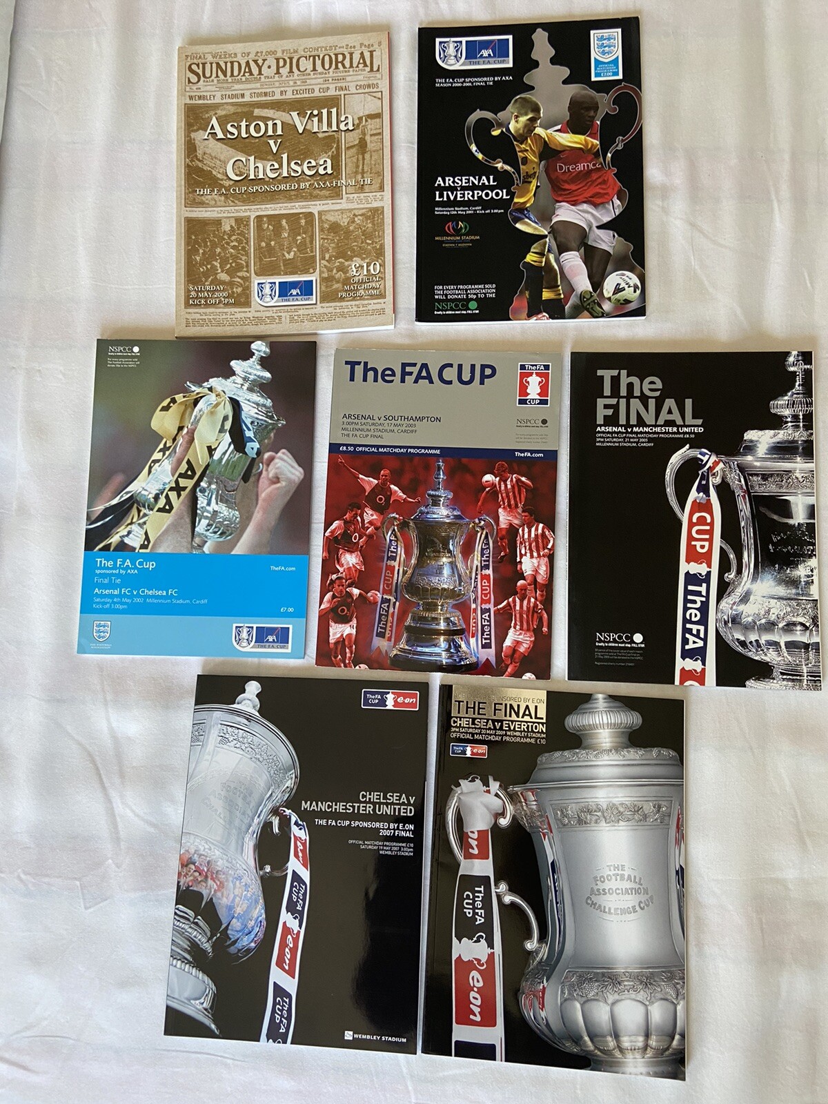 7 x 2000's FA Cup Finals- 2000, 2001, 2002, 2003, 2005, 2007, 2009 all excellent for sale on Ebay